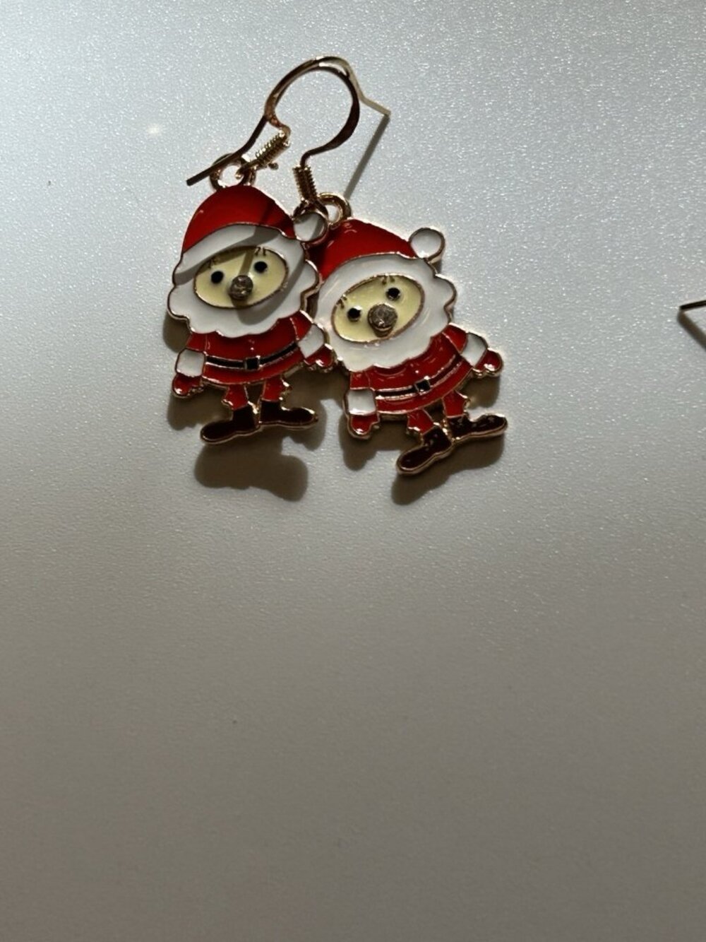 Enamel Santa Earrings With Rhinestone 925 marked